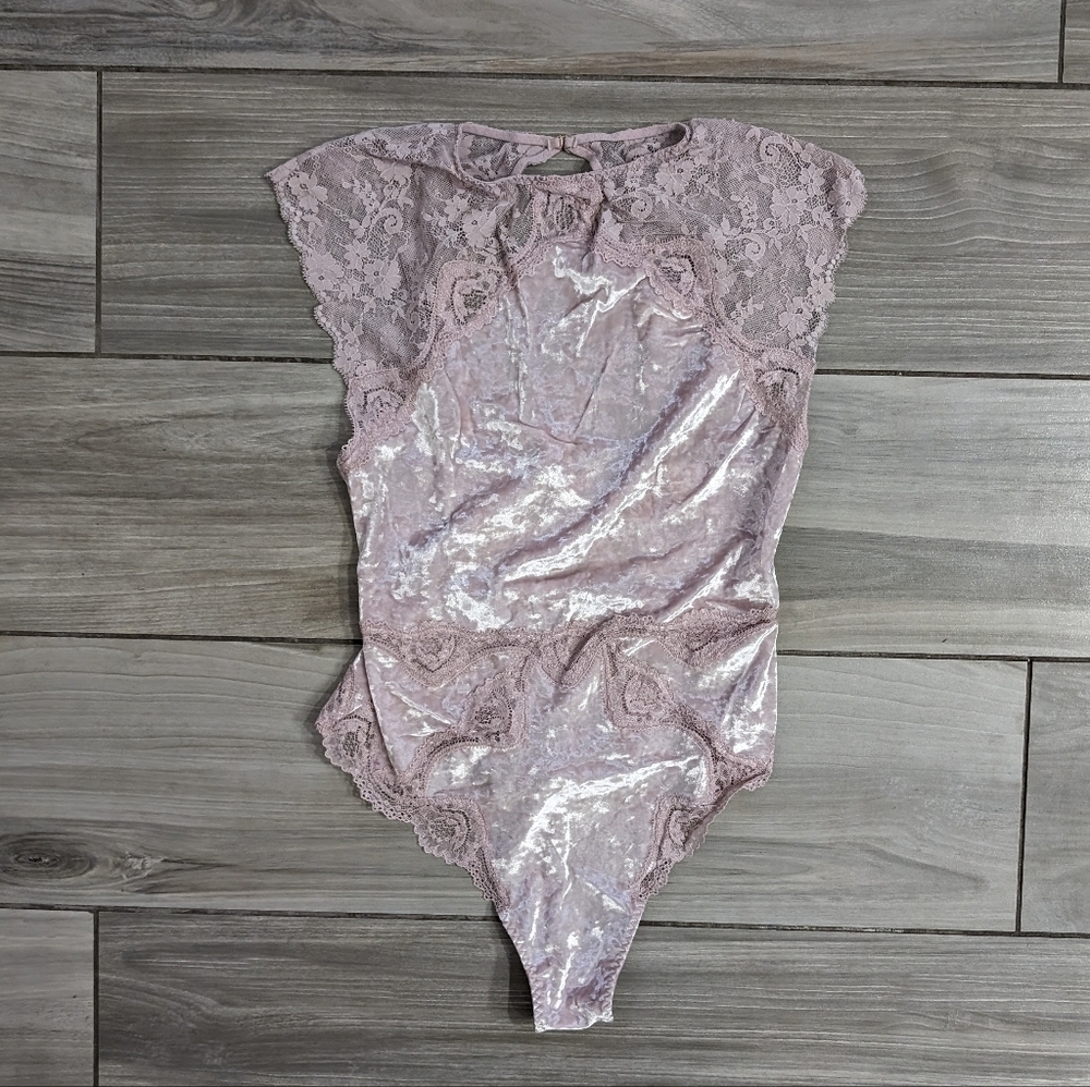 Victoria's Secret Crushed Velvet and Lace Bodysuit